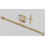 A 9 carat gold cased ladies 'Continental' bracelet watch, with rolled gold strap, weight of the case