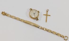 A 9 carat gold cased ladies 'Continental' bracelet watch, with rolled gold strap, weight of the case