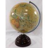 A Geographica 10'' globe with chrome mount on Bakelite base.  CONDITION REPORTS & PAYMENT