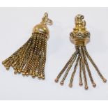 Two yellow metal tassel pendants, 4.2cm and 4.7cm long, combined weight 8.2gCONDITION REPORTS &