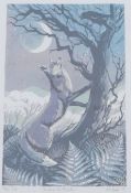 Martin Truefitt-Baker (21st Century British), 'The Fox on the Mountain', limited edition linocut