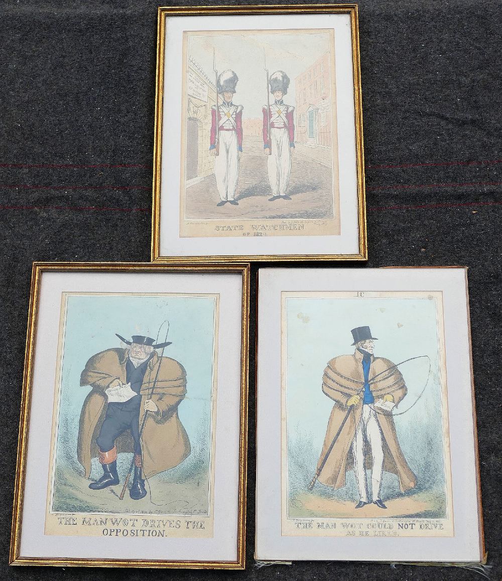 A collection of 13 19th century caricatures: Robert Cruikshank x 4 including 'The Guard as looks - Image 3 of 6