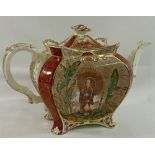 A Victorian Burleigh Ware transfer decorated teapot, with Chinoiserie panels, with registration
