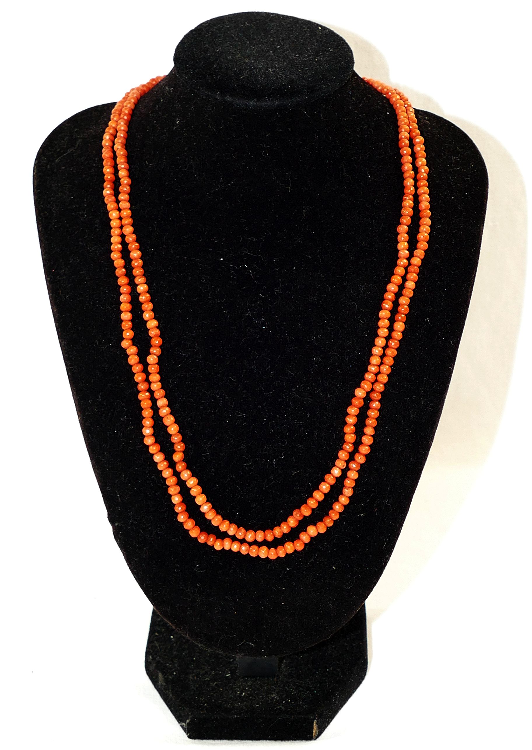 A Victorian double row coral necklace, the small oval beads each approximately 2.5mm diameter, - Image 2 of 6