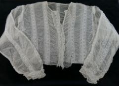 19th century lace ladies garments comprised of a full length over-skirt, two lace tops and a