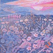 Annie Soudain (21st Century British), 'Midsummer morning', reduction linocut, signed and titled to