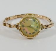 A 9 carat gold cased ladies bracelet watch, with expanding strap marked '9CT', 18.5g gross,