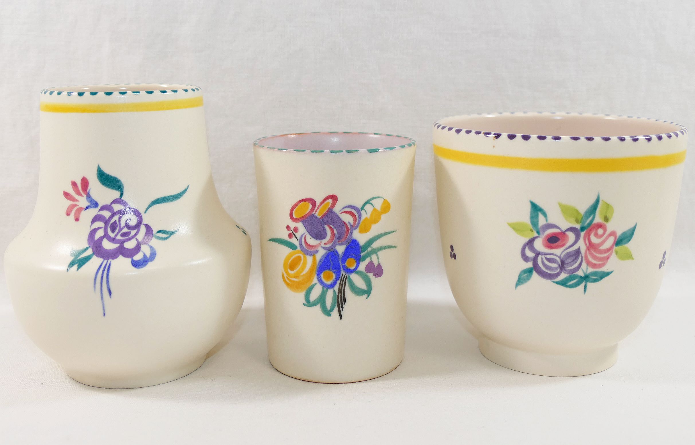 A collection of twelve items of mainly 1950's and later Poole Pottery, hand painted with flowers, - Image 3 of 5