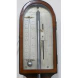 A 19th century mahogany stick barometer by J King of Bristol with silvered register plate and turned