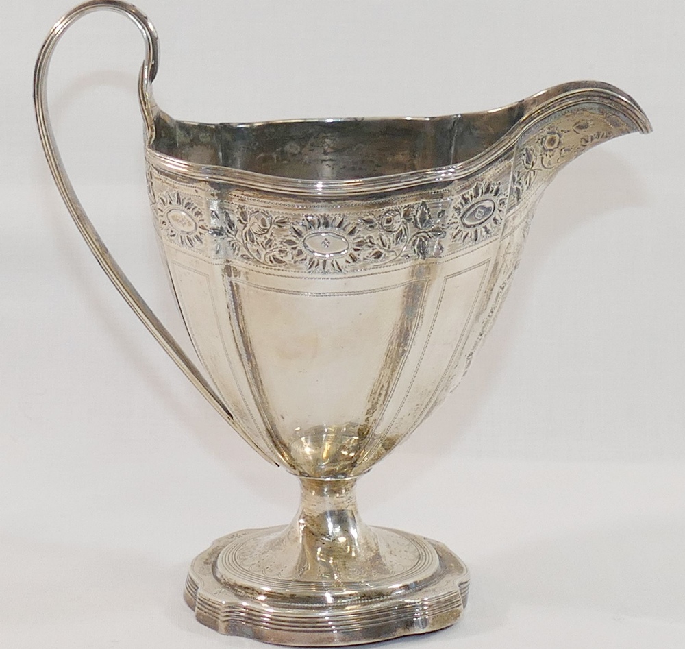 A George III silver pedestal cream jug, London 1813, by Charles Hougham, 13.5cm high, 4.71ozt, 146. - Image 2 of 4