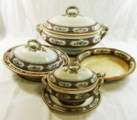 A large quantity of Minton 'Chinese Key' dinnerware comprised of two large oval serving plates, 55cm