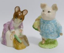 A Beswick Beatrix Potter 'Little Pig Robinson' figure, and another, 'Hunca Munca Sweeping', a