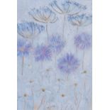Elaine Allender (21st Century British), 'Silver cow parsley with alliums', mixed media on canvas,