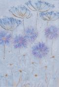 Elaine Allender (21st Century British), 'Silver cow parsley with alliums', mixed media on canvas,