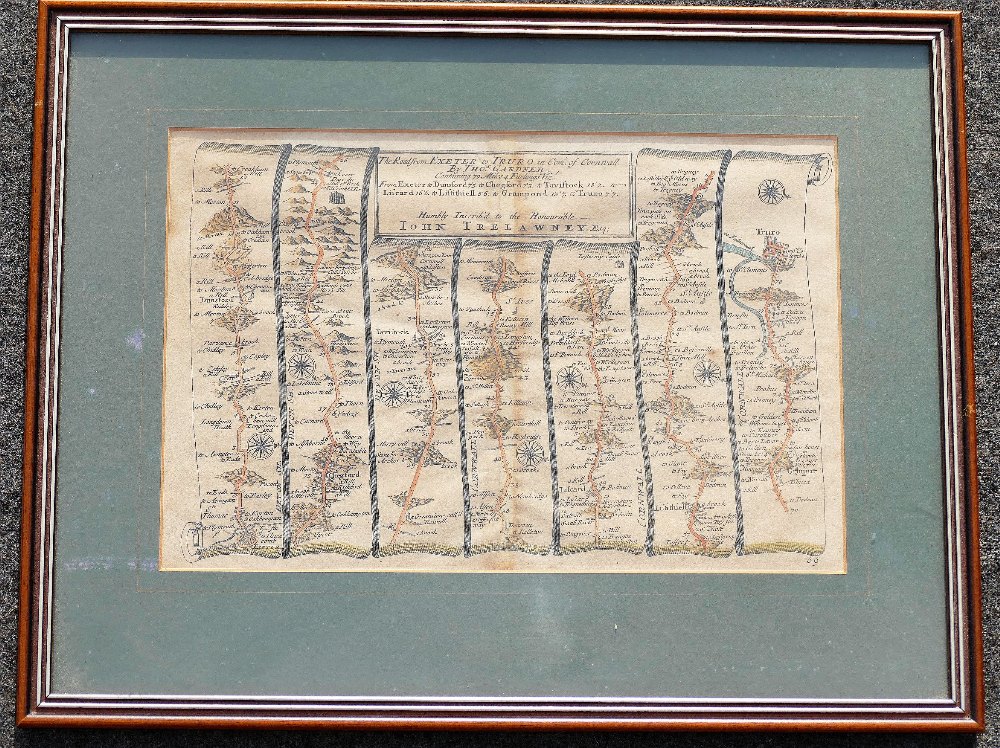 Thomas Gardner (fl. 1719), an early 18th century hand coloured map entitled; 'The Road from Exeter - Image 2 of 2