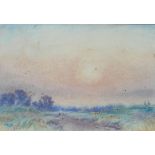 William Woolard (act.1883-1908), country track at sunrise, watercolour, signed lower left and