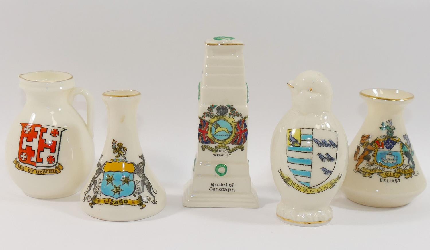 A collection of crested china, including a Vienna City of London teaset, a Willow Art Eton vase, a - Image 5 of 8