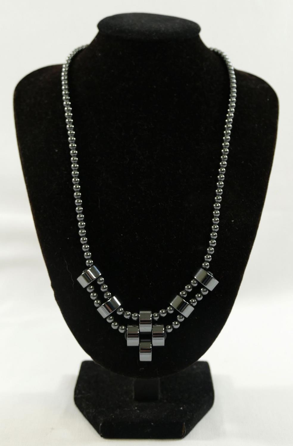 A selection of hematite jewellery comprised of a matching bracelet and necklace, another hematite - Image 3 of 6