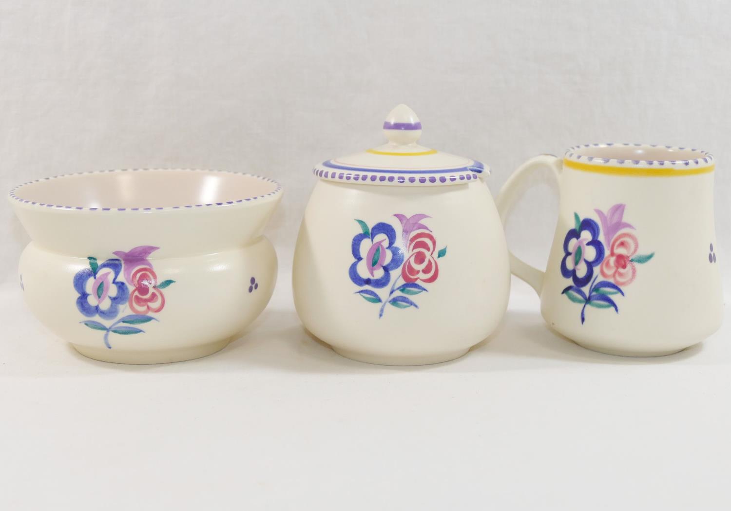 A collection of twelve items of mainly 1950's and later Poole Pottery, hand painted with flowers, - Image 2 of 5