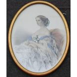 After Franz Xaver Winterhalter, Empress Eugenie of France, lithograph, engraved by Leon Noel, 51cm x