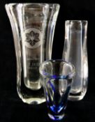 A small Dutch glass vase by Max Verboeket of Maastricht, signed to foot rim,  13.8cm high, a large