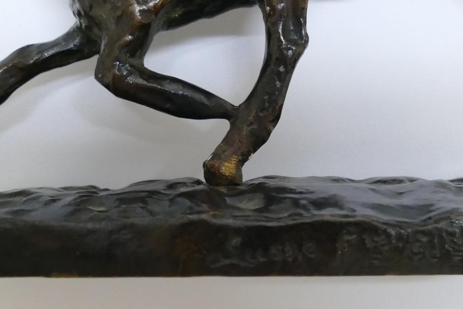 Ary Jean Leon Bitter (1883-1973), a gamboling lamb, bronze, on rectangular plinth, signed, 12.5cm - Image 3 of 6