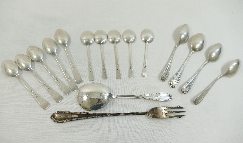 A quantity of assorted 20th century silver coffee spoons, a conserve spoon and a pickle fork, - Image 2 of 2