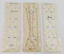 A selection of jewellery items marked 'silver', '925' and 'sterling', comprised of three chains, six