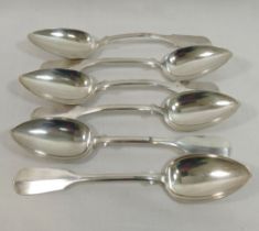 Six late19th/early 20th century German fiddle pattern table spoons, all stamped .800, combined