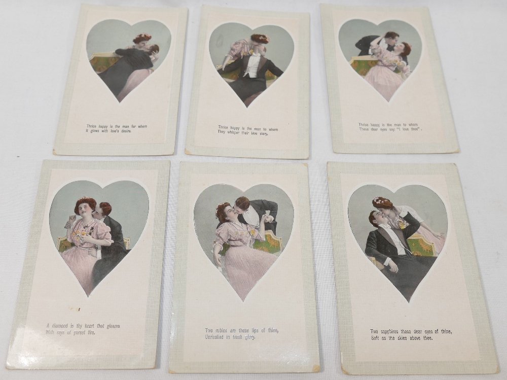 A collection of approximately 40 early 20th century postcards including a set of four humorous - Image 4 of 7