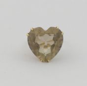 A 1960's 9 carat gold smokey quartz single stone dress ring, London 1965, the heart-shaped stone,