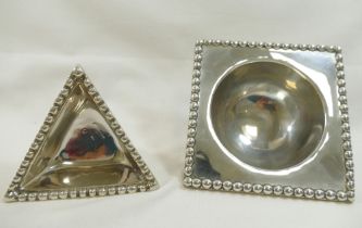 Two Scottish Traprain Treasure reproduction silver dishes by Brook and Son, the large square dish