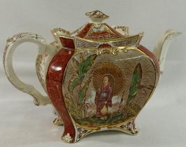 A Victorian Burleigh Ware transfer decorated teapot, with Chinoiserie panels, with registration
