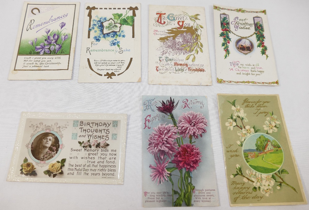 A collection of approximately 40 early 20th century postcards including a set of four humorous - Image 6 of 7