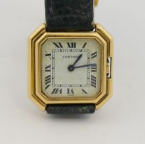 A Cartier ladies 18K cased Ceinture wrist watch, the case 2.4cm wide, the back numbered 781003520,