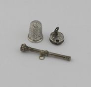 A Victorian novelty silver padlock the front and back constructed from two silver three pence