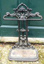 A black painted cast iron umbrella stand, 64cm high x 37.5cm wide CONDITION REPORTS & PAYMENT
