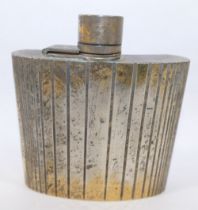 A silver gilt hipflask made for Cartier, London, with graduated banded decoration, London 1973,