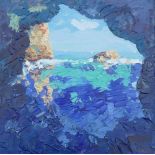 Agostino Veroni (21st Century Italian), 'Grotto Azzurra', oil and acrylic on canvas, 30cm x 30cm,