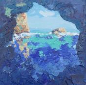 Agostino Veroni (21st Century Italian), 'Grotto Azzurra', oil and acrylic on canvas, 30cm x 30cm,