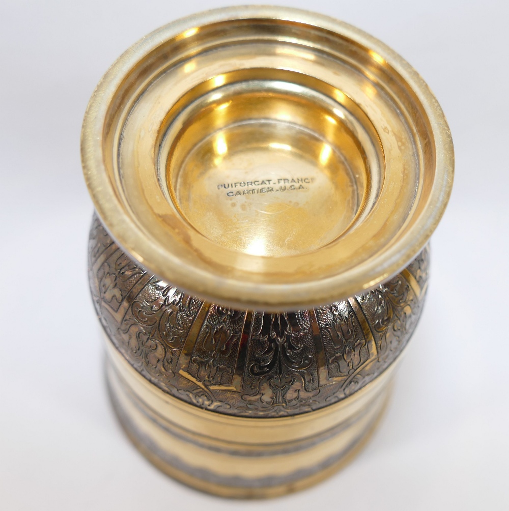 A gilded footed cup by Puiforcat, Paris for Cartier New York, the rim bearing the maker's mark for - Image 2 of 2