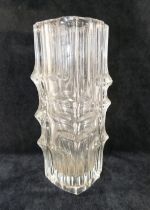 A 1960's Czechoslovakian clear pressed glass vase by Vladislav Urban, for Sklo Union Rosice, 25.
