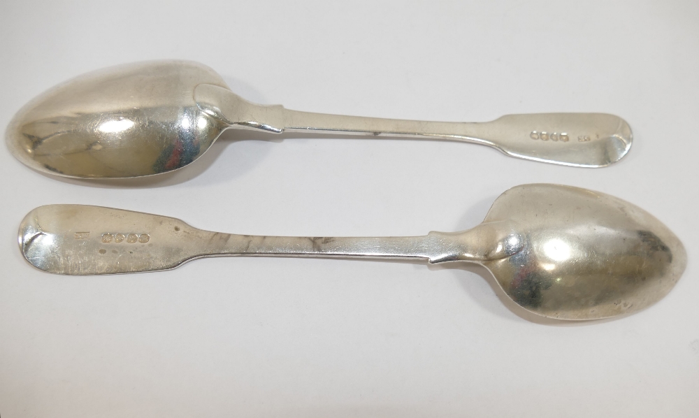 A pair of early Victorian silver fiddle pattern table spoons, London 1839, by Mary Chawner, each - Image 2 of 2