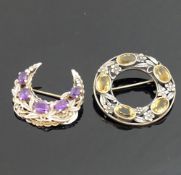 A selection of amethyst and citrine set jewellery, many items either hallmarked or stamped 'SIL', '