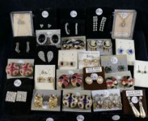 A large collection of 20th century paste set jewellery including brooches, necklaces, earrings and