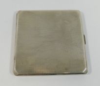 An Asprey and Co. square silver cigarette case, with engine turned decoration, Birmingham 1929, with