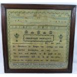 A 19th century sampler by Eliza Averill of Broadway, aged 10 years, dated December 9 1822, 34.5cm