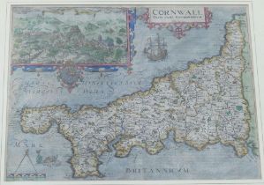 William Kip, 'Cornwall Olim pars Danmoniorum', after Christopher Saxton, published in 1607 (first
