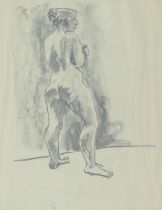 Hugo Dachinger (1908-1996 ), life model sketch of a woman standing facing away from the artist,