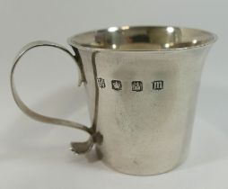 A George V Britannia silver christening cup, Sheffield 1929 by Thomas Bradbury and Sons, with flared